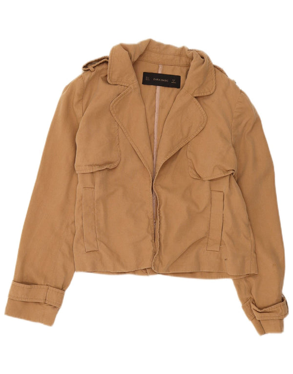 Zara Veste militaire surdimensionnée ouverte pour femme UK 10 Small Beige Lyocell