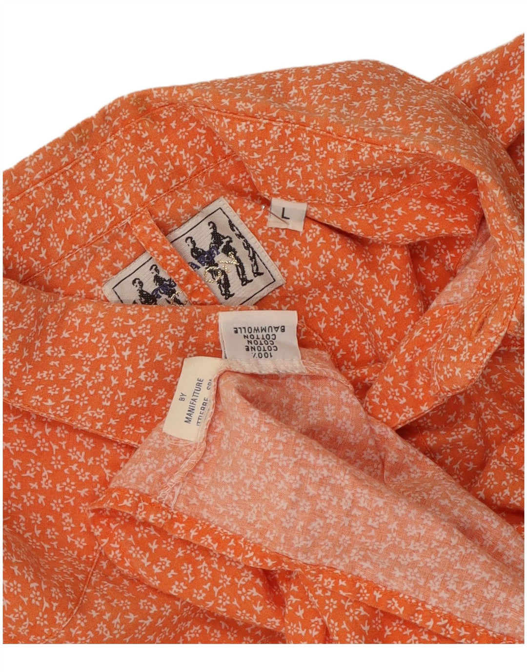 Trussardi Chemise Large Orange Floral Coton Homme