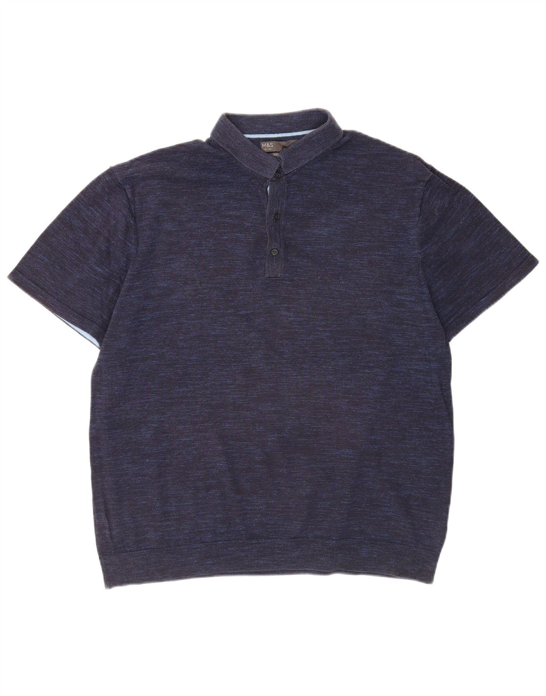 Marks & Spencer Polo à manches courtes pour homme, grand, bleu marine moucheté