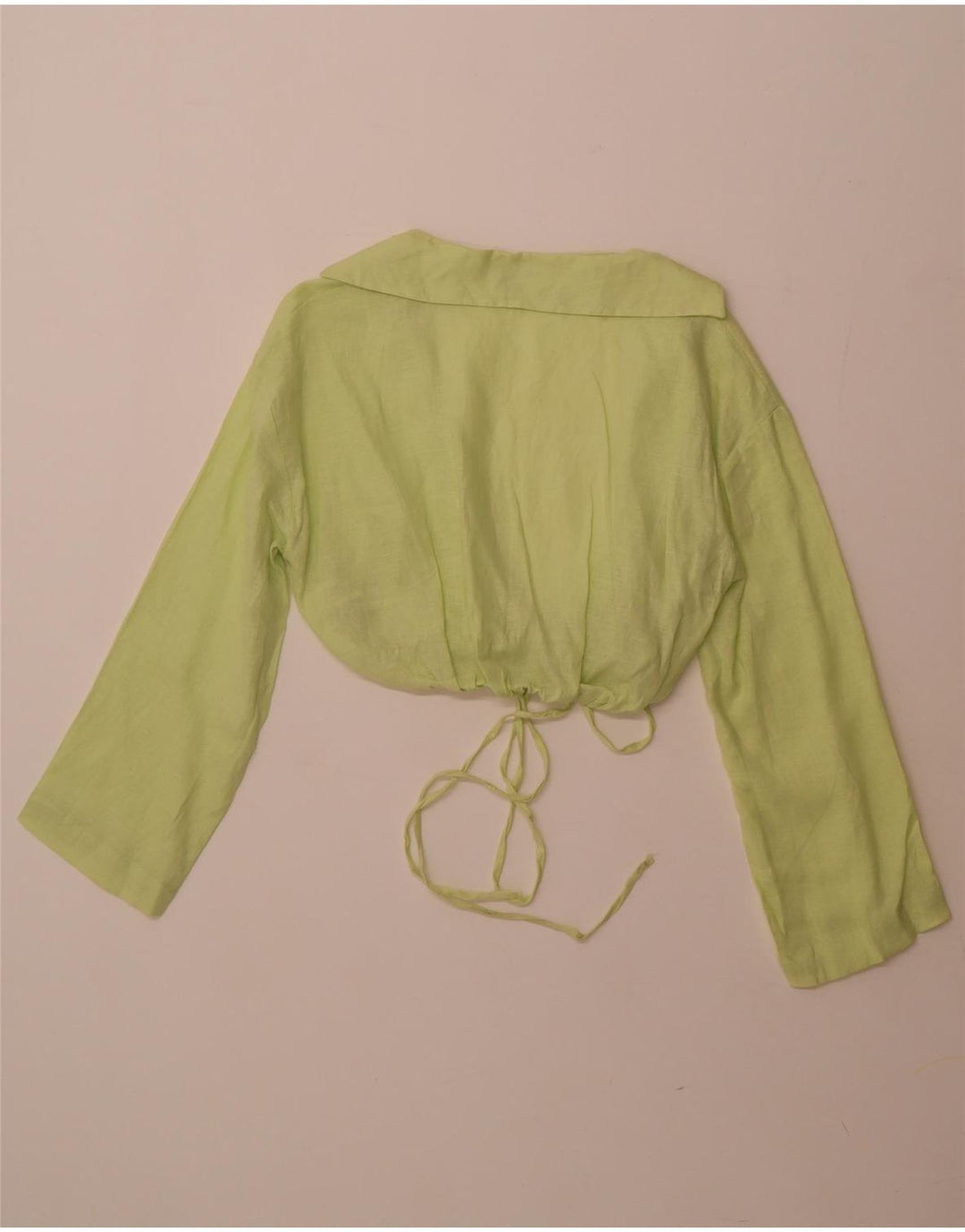 ZARA Femme Crop Cardigan Top UK 6 XS Vert Lin