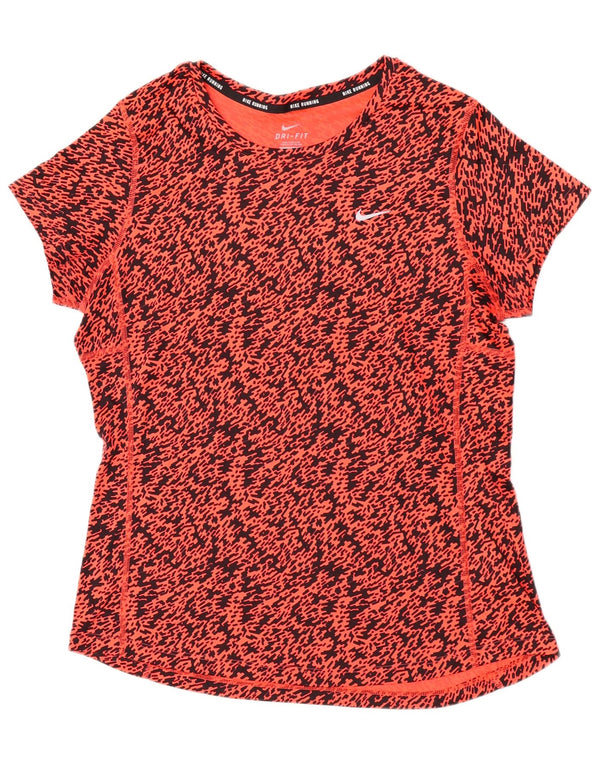 Nike T-shirt Dri Fit à motif abstrait pour femme UK 16 Large Orange