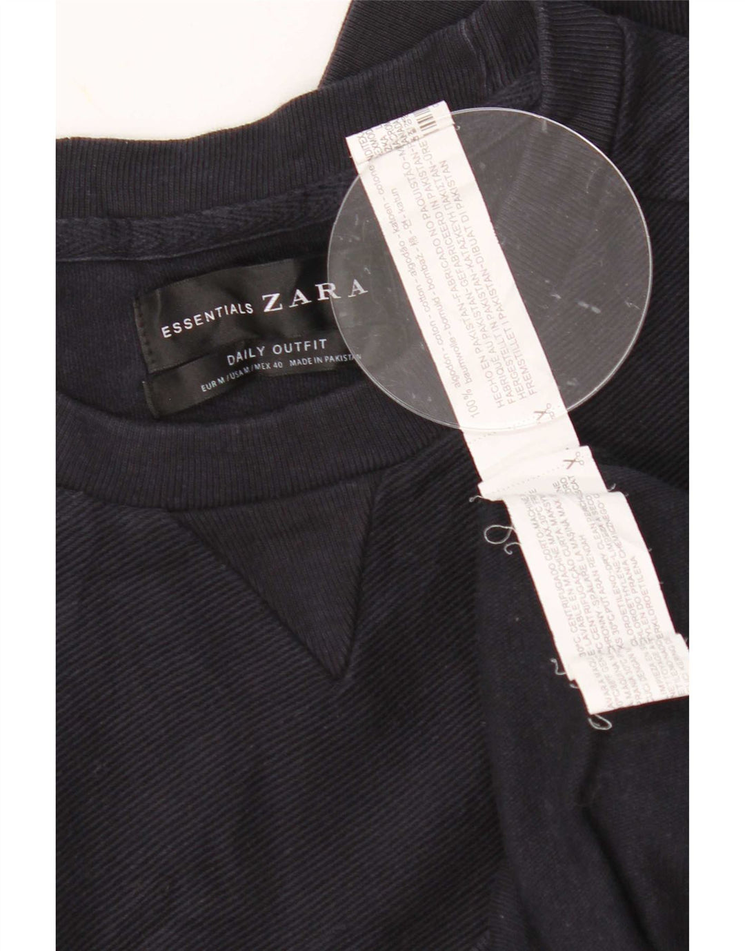 Zara Homme Sweatshirt Jumper Moyen Bleu Marine Coton