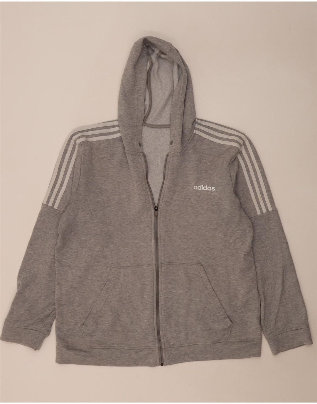 Adidas Pull à capuche zippé pour homme XL Gris Polyester