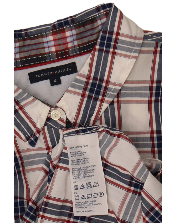 TOMMY HILFIGER Womens Shirt US 12 Large White Check Cotton