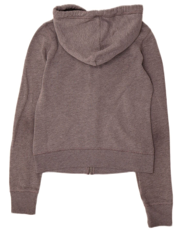 Hollister Pull à capuche zippé Crop Graphic pour femme UK 6 XS Gris Coton