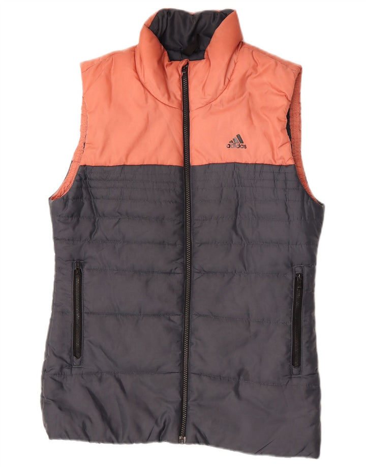 Adidas Gilet rembourré pour femme UK 10 Petit Gris Colorblock Polyester