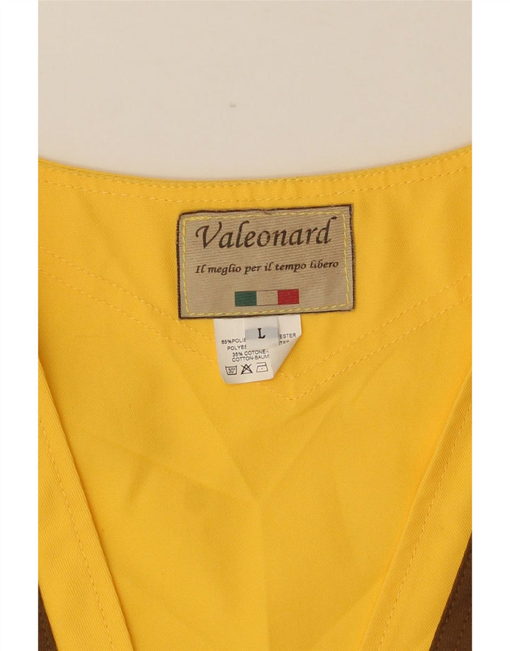 VINTAGE Gilet utilitaire pour hommes UK 40 Grand jaune colorblock polyester