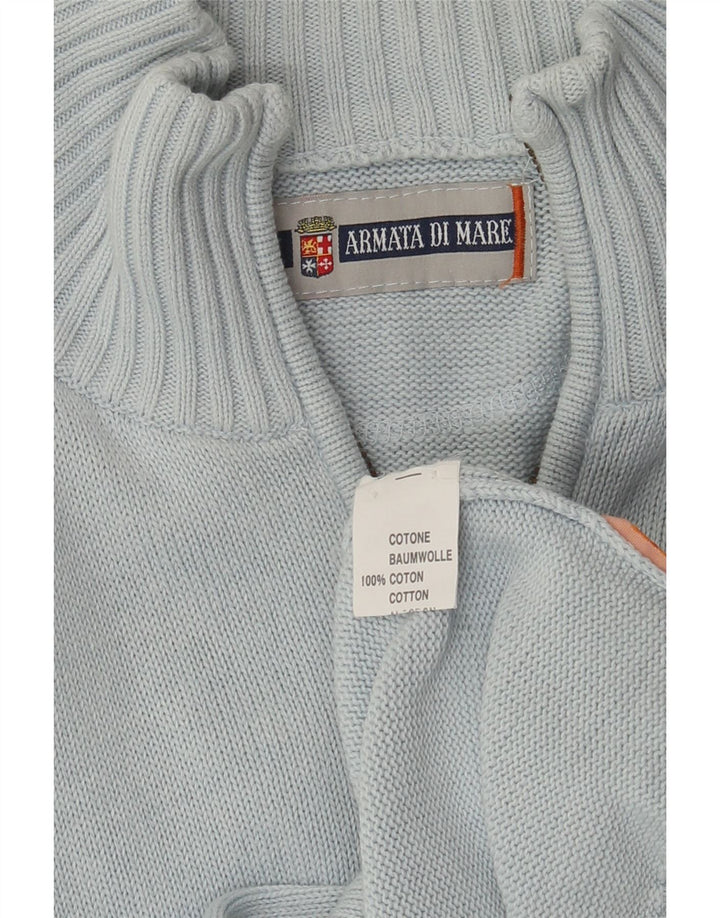 ARMATA DI MARE Mens Cardigan Sweater Medium Blue Cotton