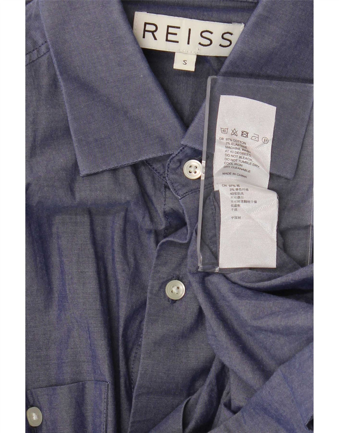 Reiss Chemise Homme Petit Bleu Marine Coton