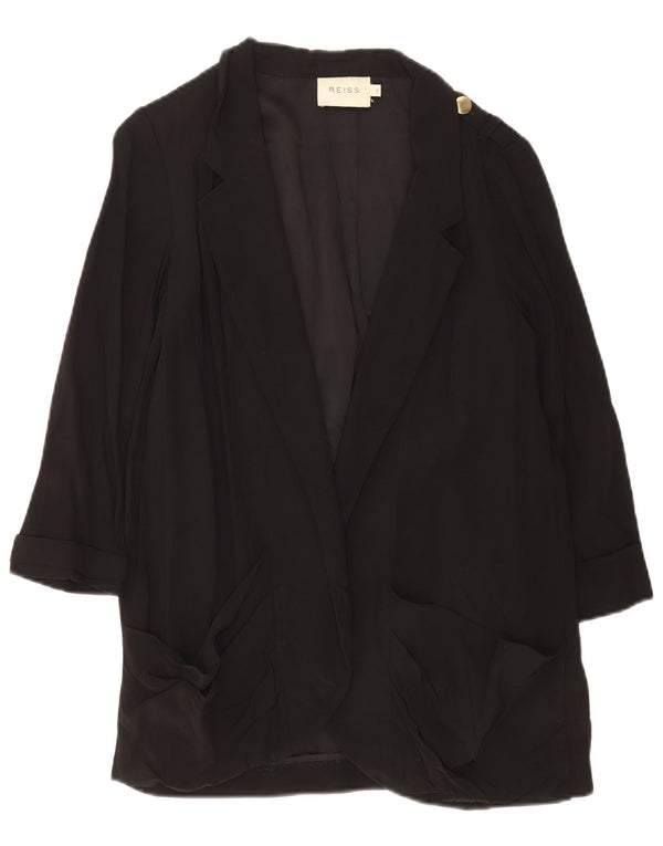 Reiss Veste Blazer Ouverte Oversize Femme UK 10 Petit Acétate Noir