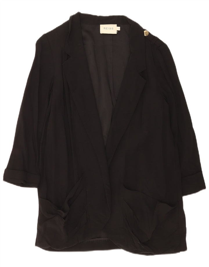 Reiss Veste Blazer Ouverte Oversize Femme UK 10 Petit Acétate Noir