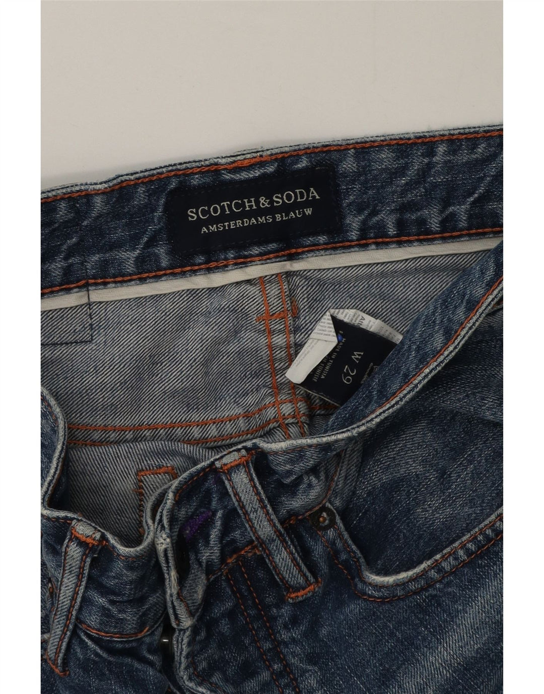 Scotch & Soda Short en jean vieilli W29 petit bleu coton homme