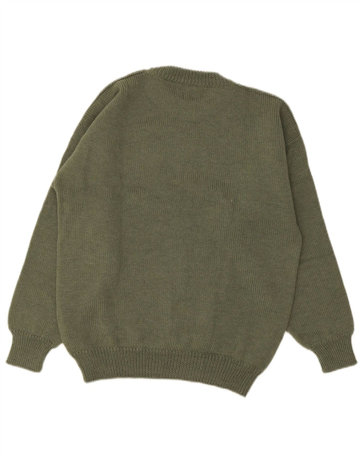 vintage Mens Crew Neck Jumper Pull IT 50 Vert Moyen
