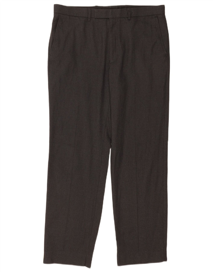 Marks & Spencer Pantalon de Costume Droit Homme W34 L31 Gris Polyester