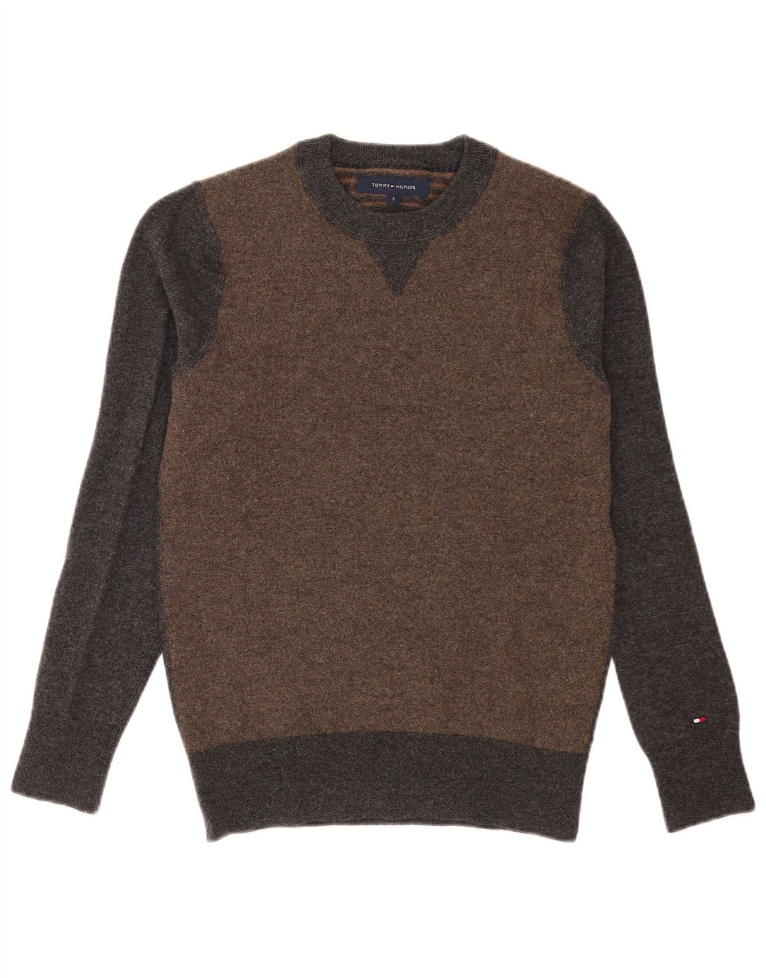 Tommy Hilfiger Pull à col rond pour homme Petit Gris Colorblock