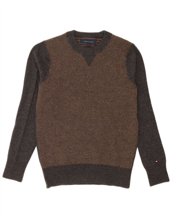 Tommy Hilfiger Pull à col rond pour homme Petit Gris Colorblock