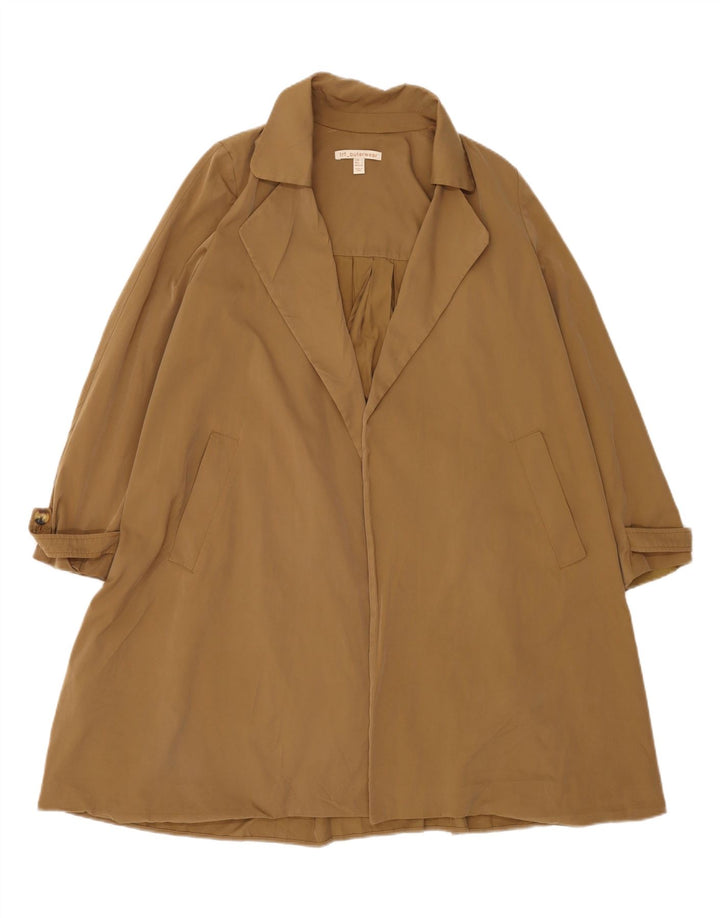 vintage Femmes Ouvert Trench Coat UK 10 Petit Brun