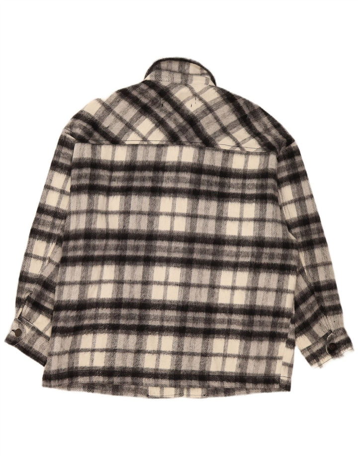 Zara Surchemise surdimensionnée en flanelle pour femme UK 10 Petit carreaux gris