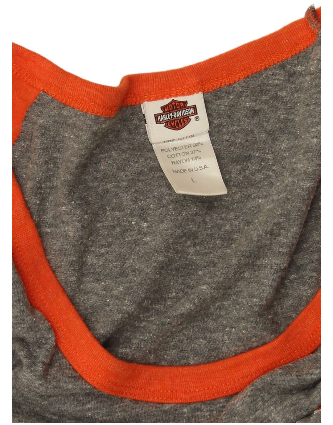 Harley Davidson Haut graphique pour femme à manches 3/4 UK 16 Large Gris Colorblock