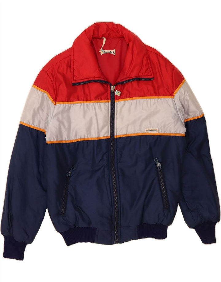 VINTAGE Veste rembourrée pour homme UK 40 Grand polyamide colorblock multicolore