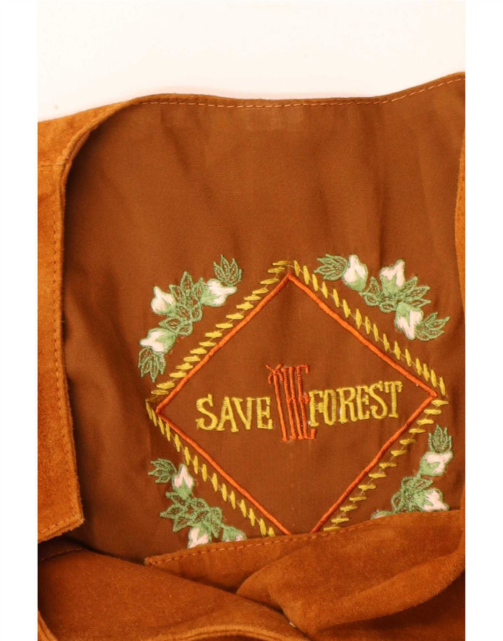 Save The Forest Gilet court en daim pour femme IT 44 Marron moyen