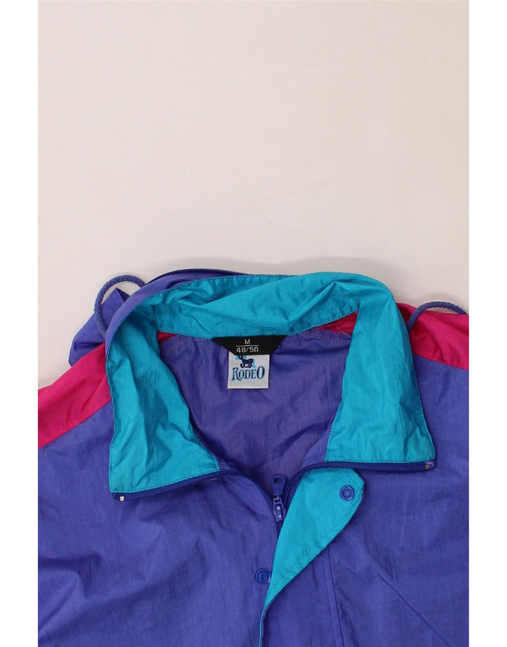 RODEO Womens Pullover Hooded Rain Jacket IT 48/50 Medium Blue Colourblock Vintage Rodeo and Second-Hand Rodeo from Messina Hembry 