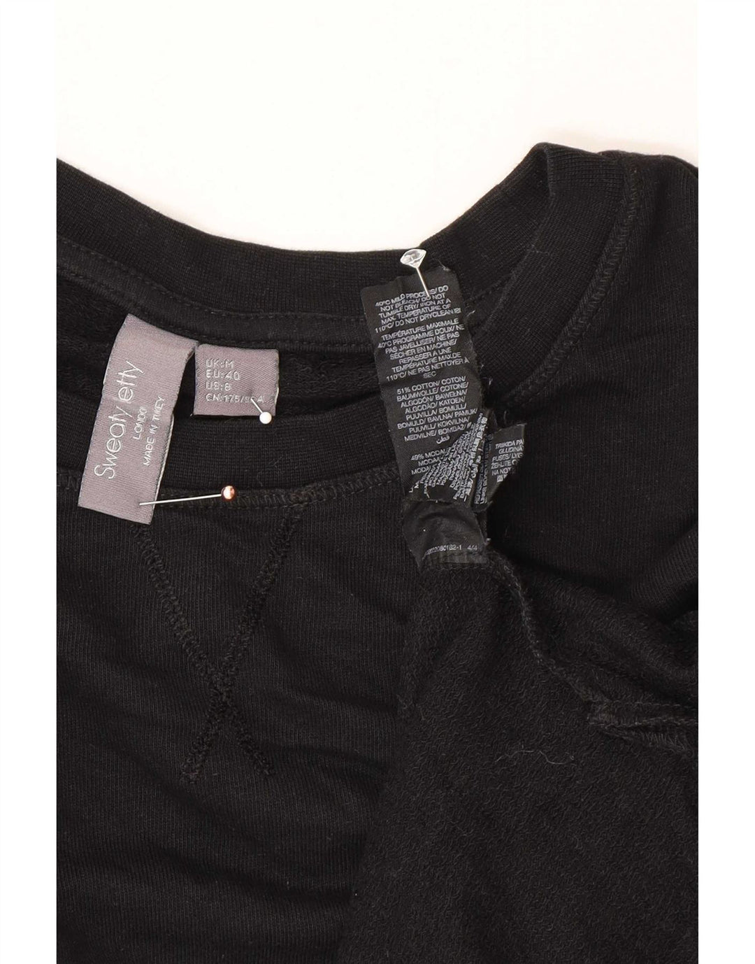 Sweaty Betty Sweat-shirt surdimensionné pour femme UK 14 en coton noir moyen