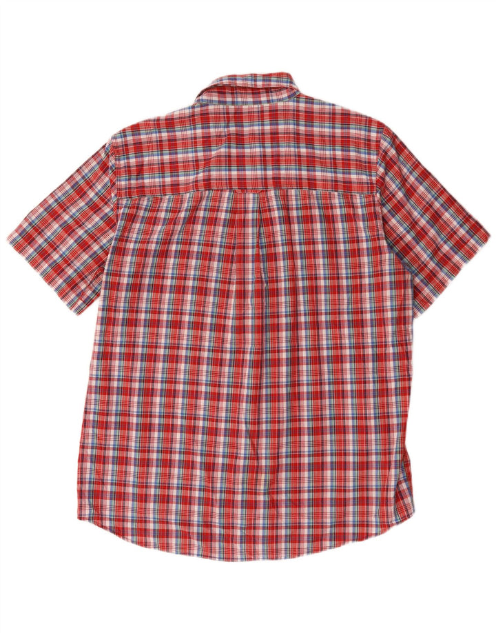 Chaps Chemise à manches courtes pour homme en coton à carreaux rouges