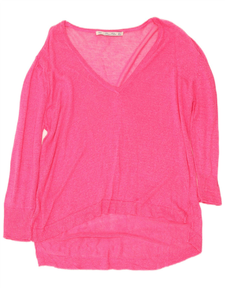 Zara Pull col V pour femme UK 16 Large Rose