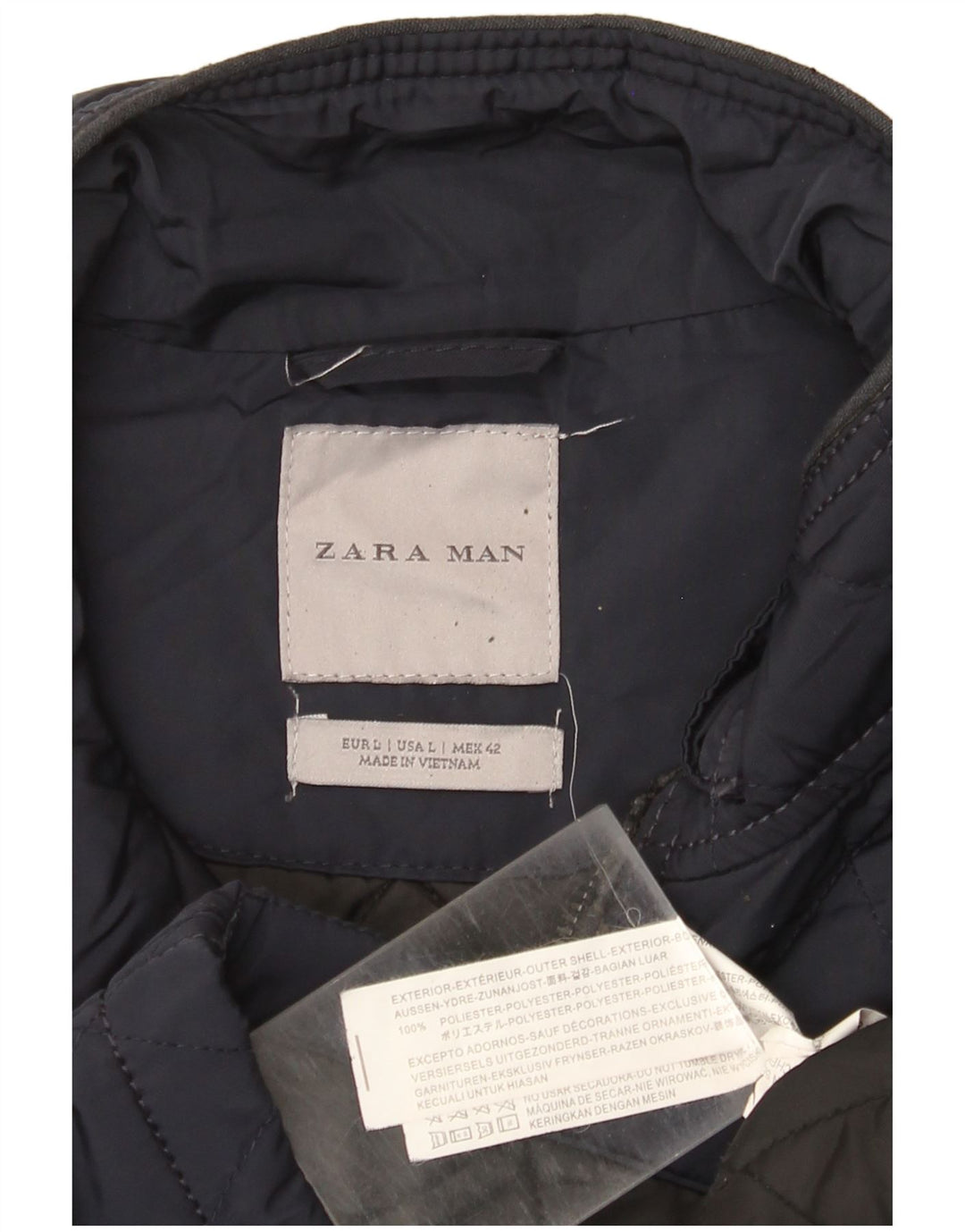 Zara Veste matelassée pour homme UK 40 Large Bleu Marine Polyester