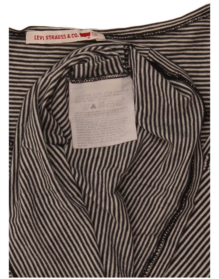 Levi's Top Manches Longues Femme UK 44 Coton Rayé Noir Moyen