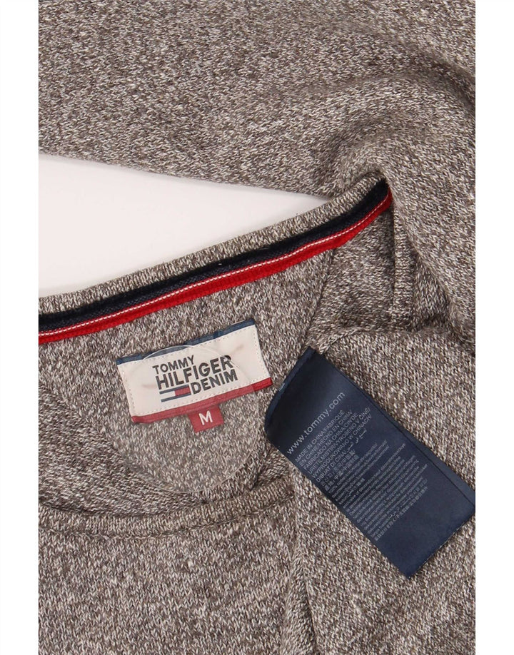 Tommy Hilfiger Pull Col Ras du Cou Homme Gris Moyen Moucheté Coton