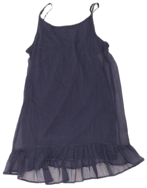 BENETTON Womens Sundress UK 10 Small Navy Blue Spotted Polyester