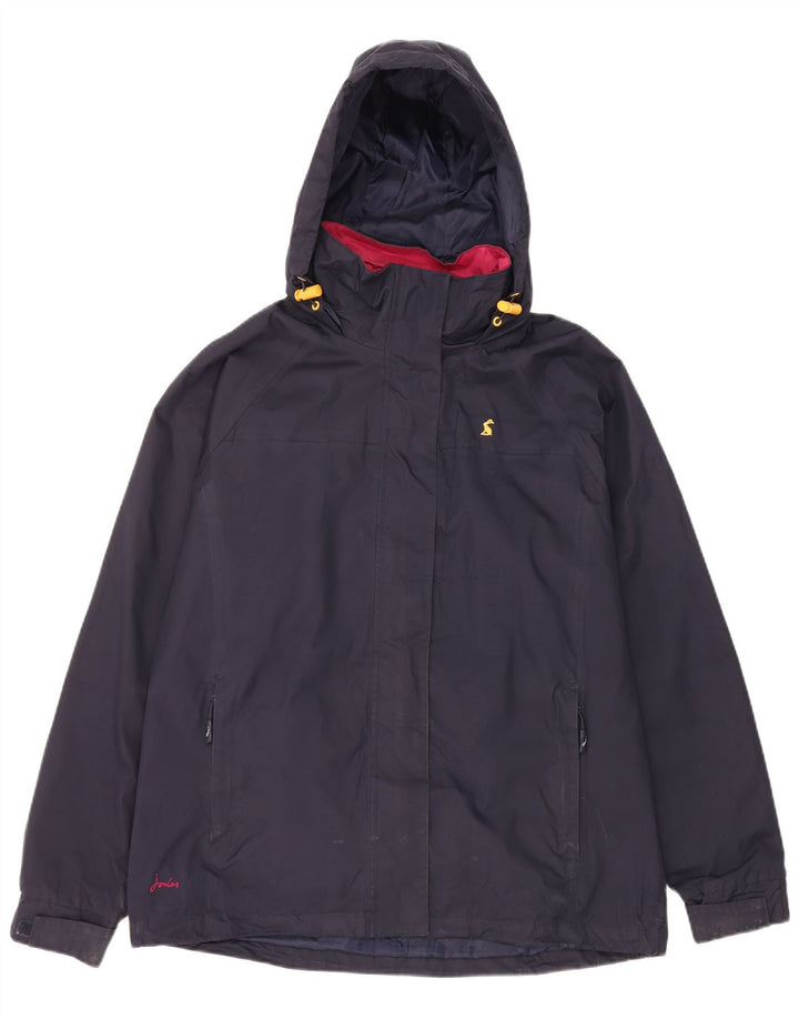 Joules Veste de pluie à capuche pour femme UK 12 Medium Bleu marine Polyester