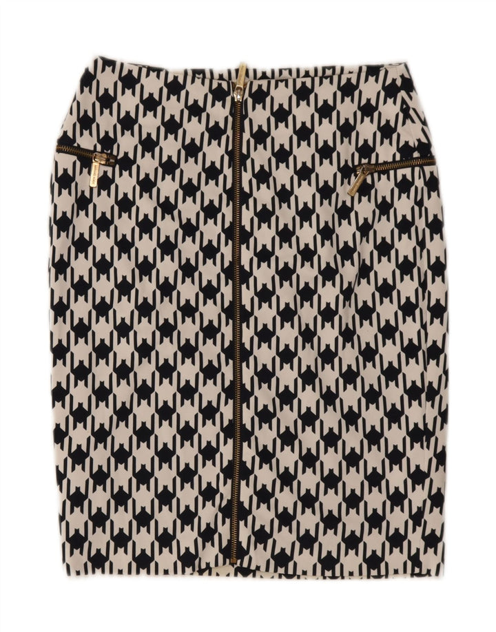 Michael Kors Jupe crayon pour femme US 4 Small W27 Pied-de-poule noir Polyester