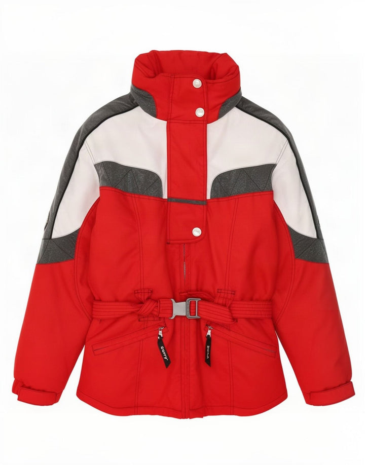 Sorry Veste de ski à capuche pour femme UK 14 Large Rouge Colourblock