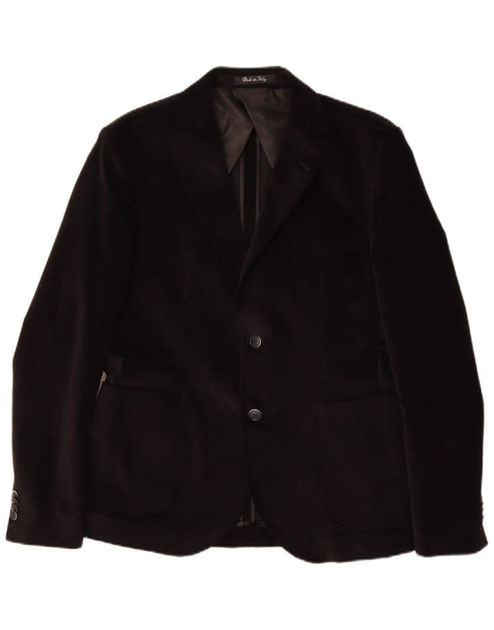 VINTAGE Veste Blazer 2 Boutons Homme IT 50 Grand Coton Noir