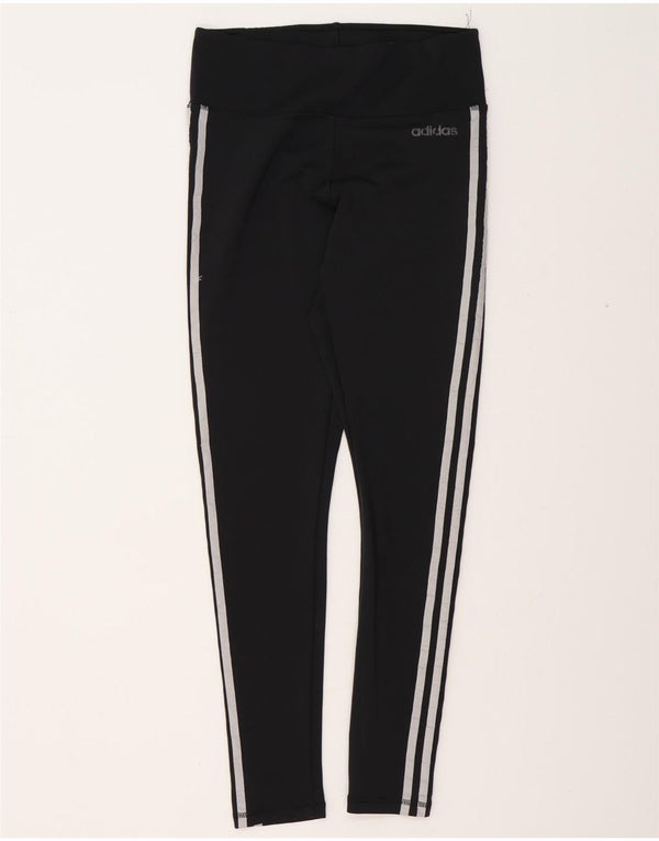 ADIDAS Femmes Climalite Leggings UK 12/14 Moyen Noir Polyester