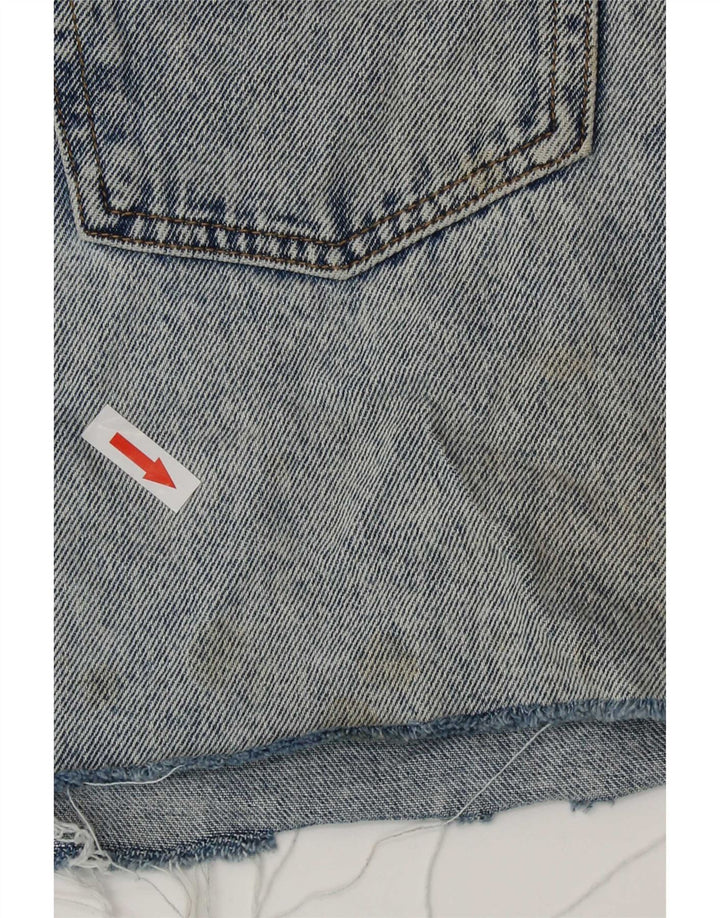 Zara Femme Mini Jupe En Jean Délavé À L'acide Moyen W28 Bleu
