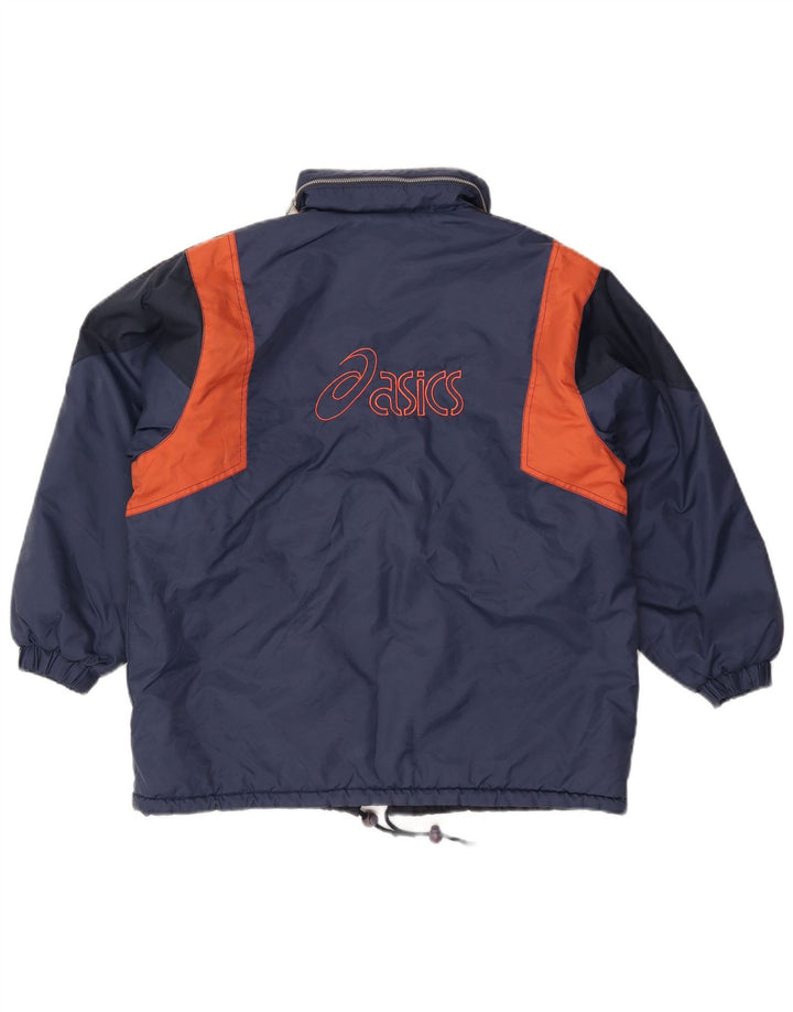 Asics Veste coupe-vent graphique pour homme UK 38 Bleu marine moyen Colourblock