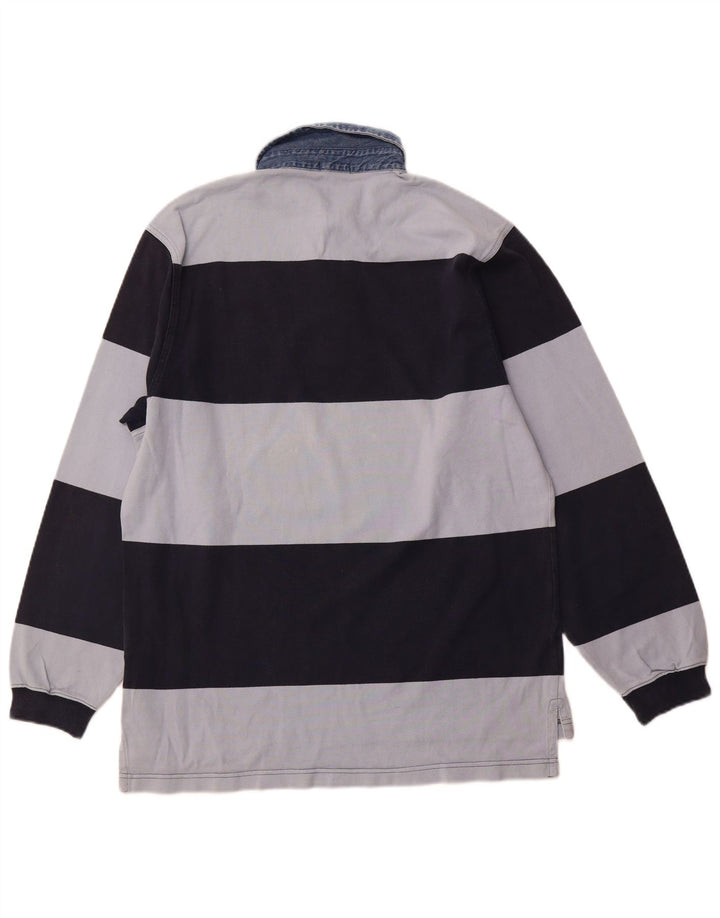 GANT Polo de rugby à manches longues pour homme en coton rayé bleu marine moyen