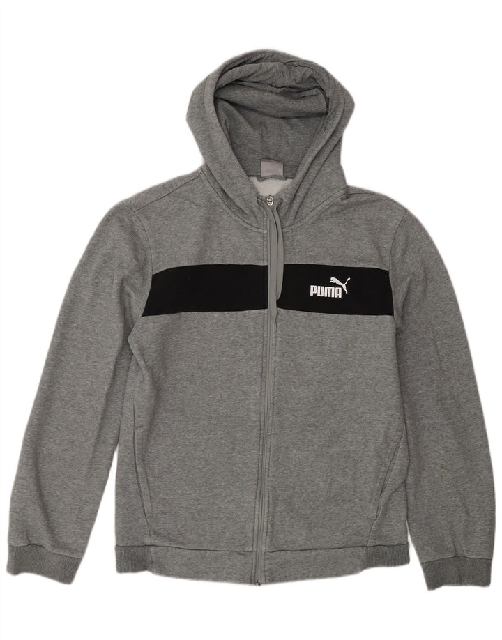 Puma Sweat à Capuche Zippé Homme Gris Moyen Colourblock Cotton