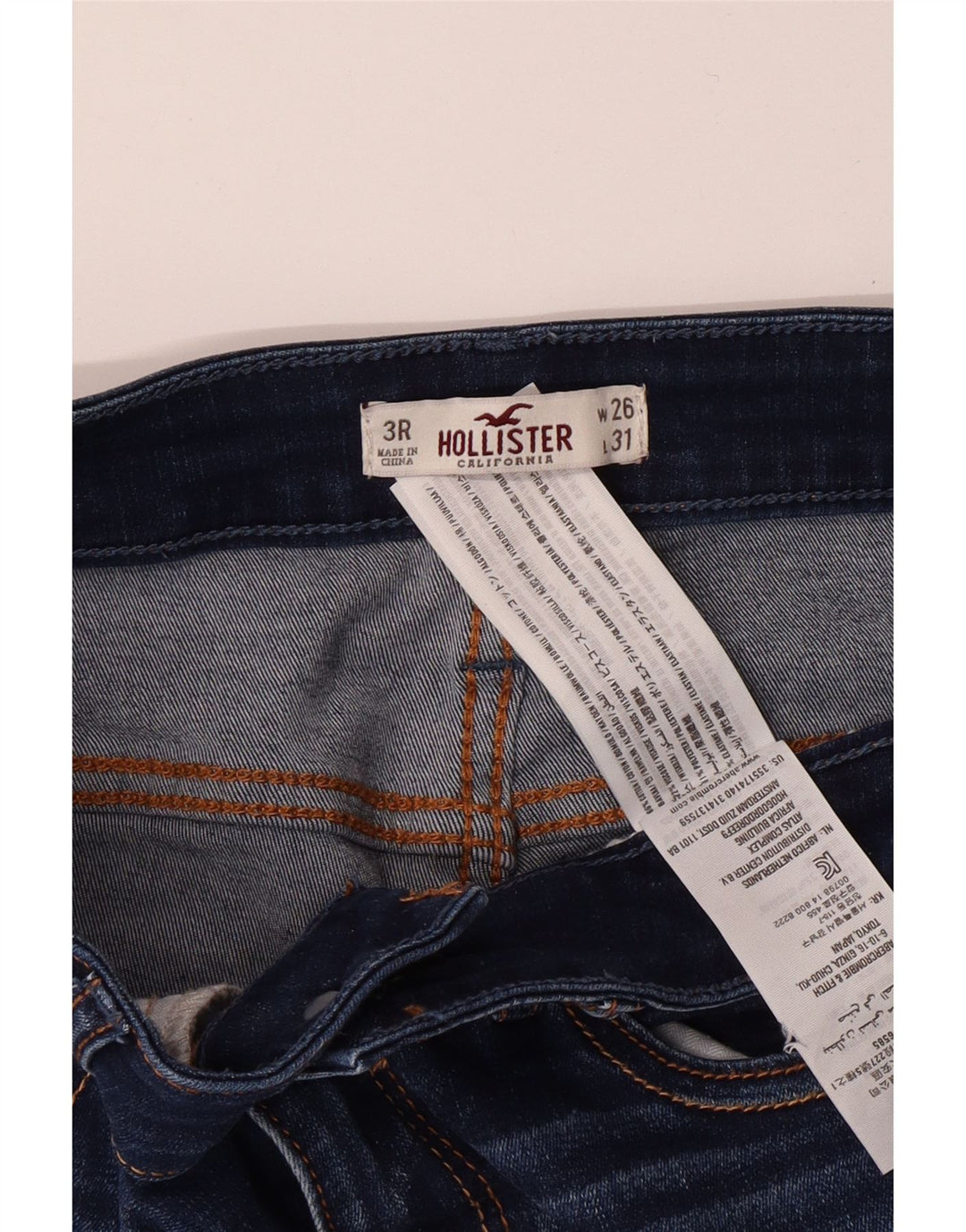 HOLLISTER Jean skinny effet vieilli pour femme US 3 XS W26 L31 Bleu Coton