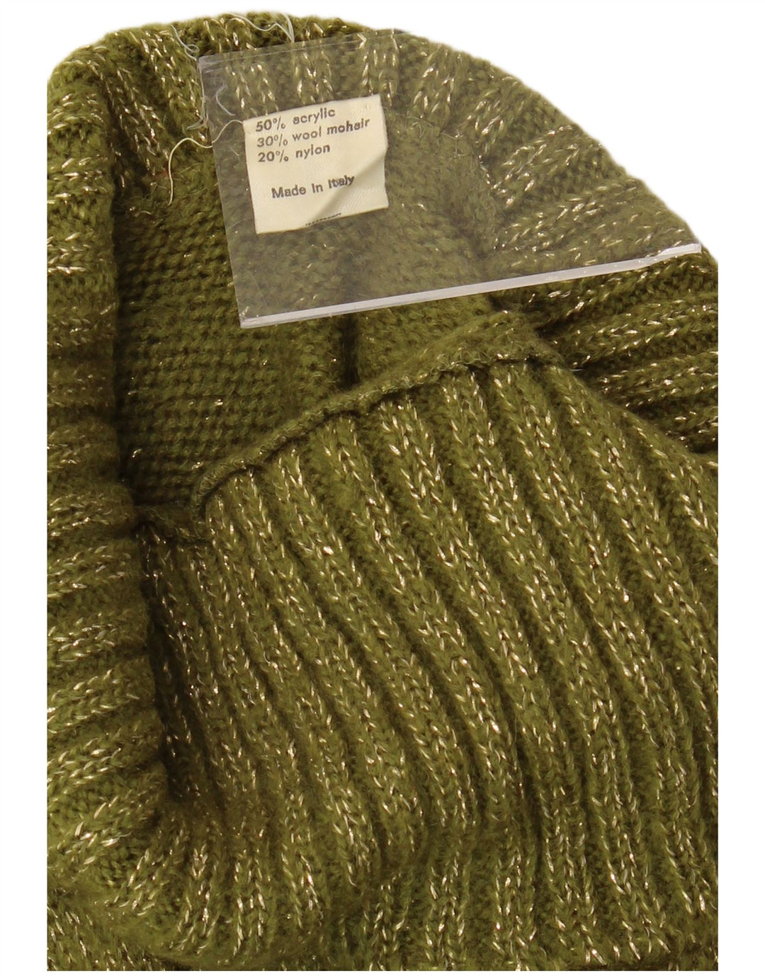 VINTAGE Femme Roll Neck Jumper Pull UK 16 Grand Acrylique Moucheté Vert