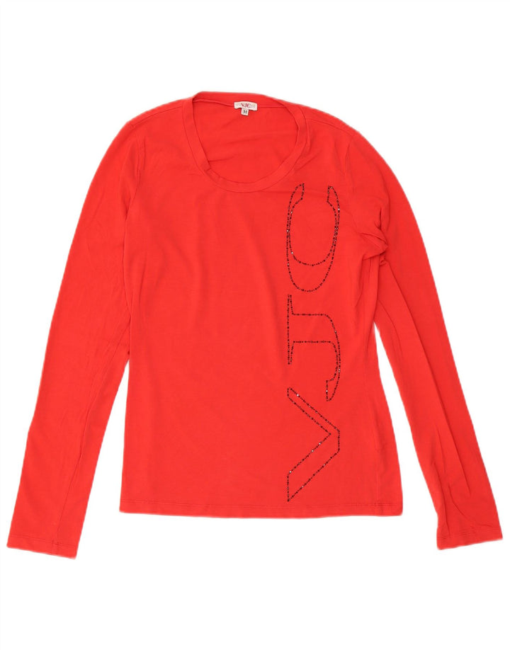 Versace Haut graphique à manches longues pour femme UK 12 Coton rouge moyen