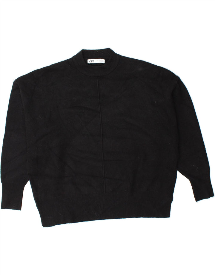 ZARA Womens Oversized Crew Neck Jumper Sweater UK 10 Small Black Viscose Vintage Zara and Second-Hand Zara from Messina Hembry 