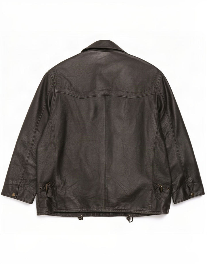 veste en cuir homme vintage UK 42 XL Noir