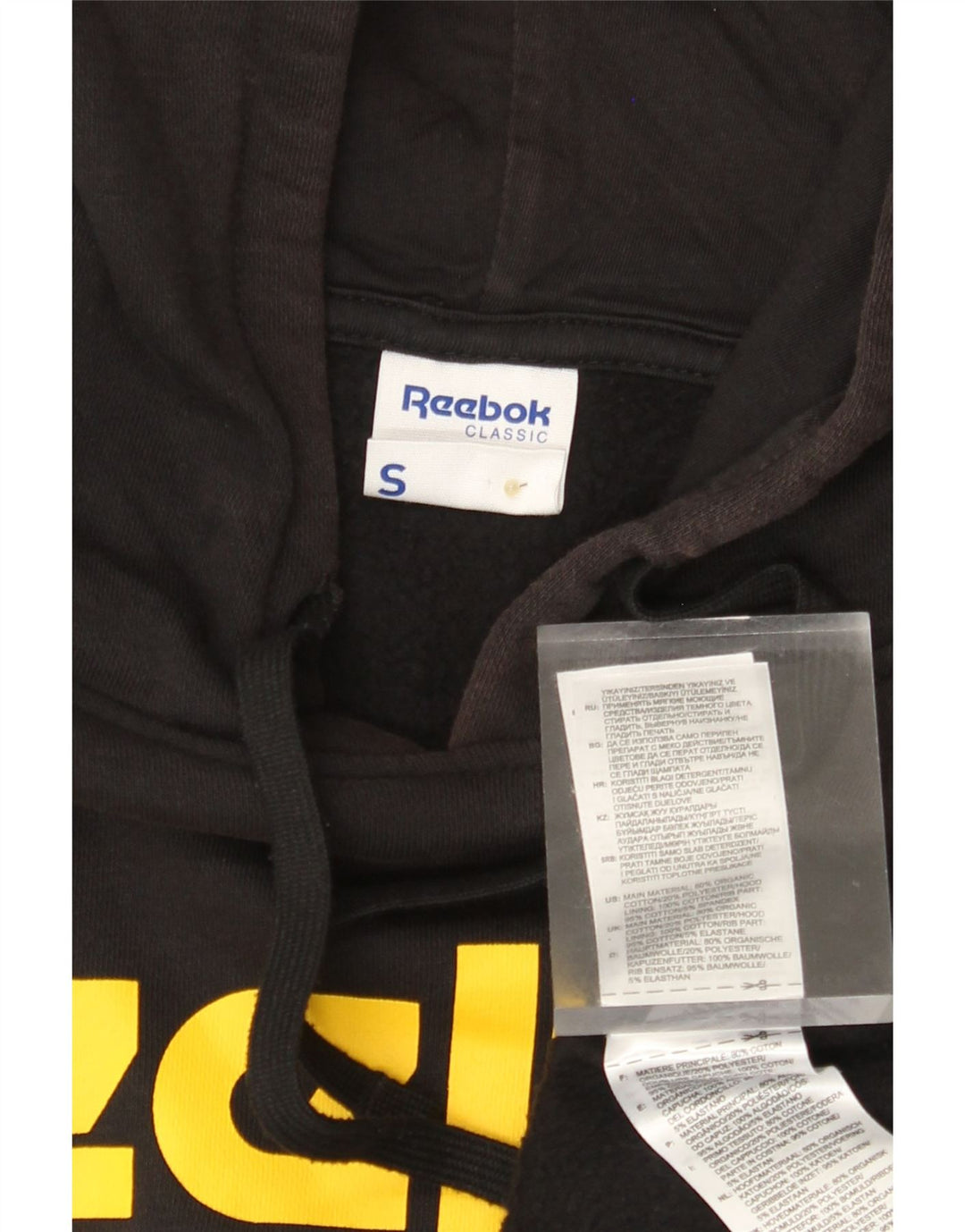 REEBOK Pull à capuche classique pour homme en coton color block Noir Taille S