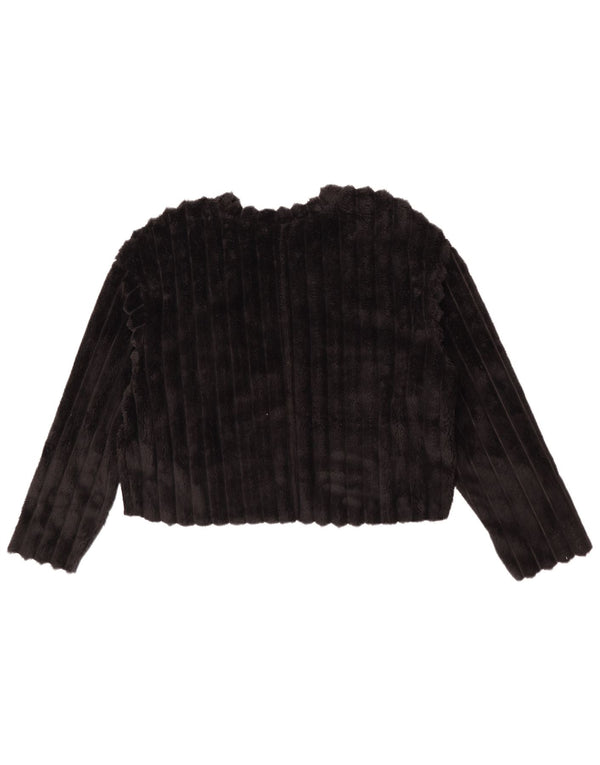 Zara Womens Crop Oversize Fleece Jumper UK 8 Petit Noir Polyester