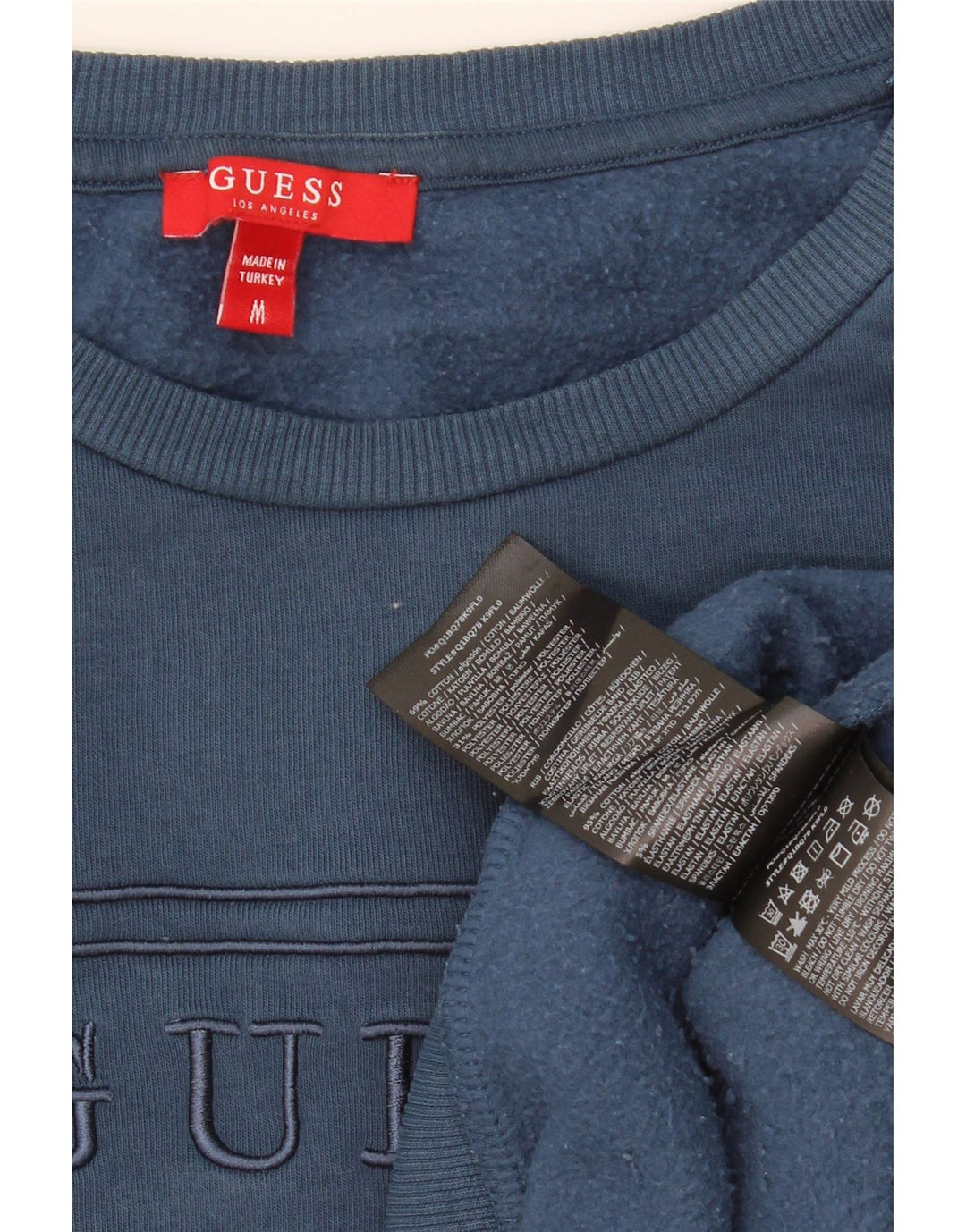GUESS Womens Oversized Sweatshirt Jumper UK 14 Medium Navy Blue Cotton